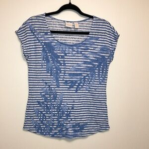 Chico’s Blue Printed Striped T-Shirt